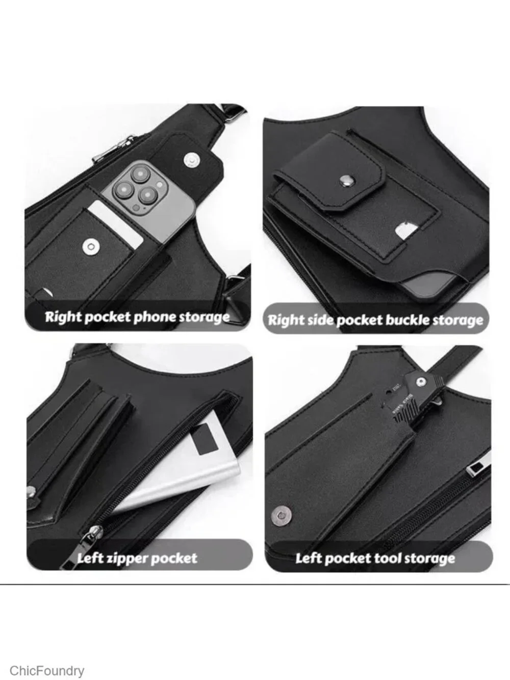 Tactical Anti-Theft Hidden Strap Wallet, Adjustable PU Leather Crossbody Bag